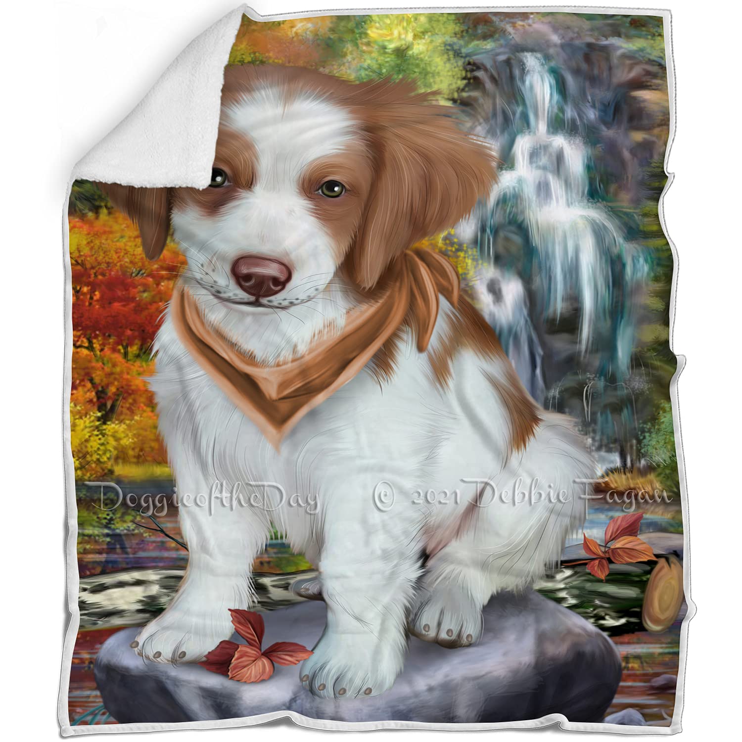 Brittany Spaniel Dog Blanket with Waterfall Design - Lightweight Soft Cozy Durable Pet Blanket for Dogs - Animal Themed Fuzzy Throw Blanket for Sofa Couch Bed BLNKT58326 (50x60 Woven) - Perfect for Cuddling, Lounging & Home Decor