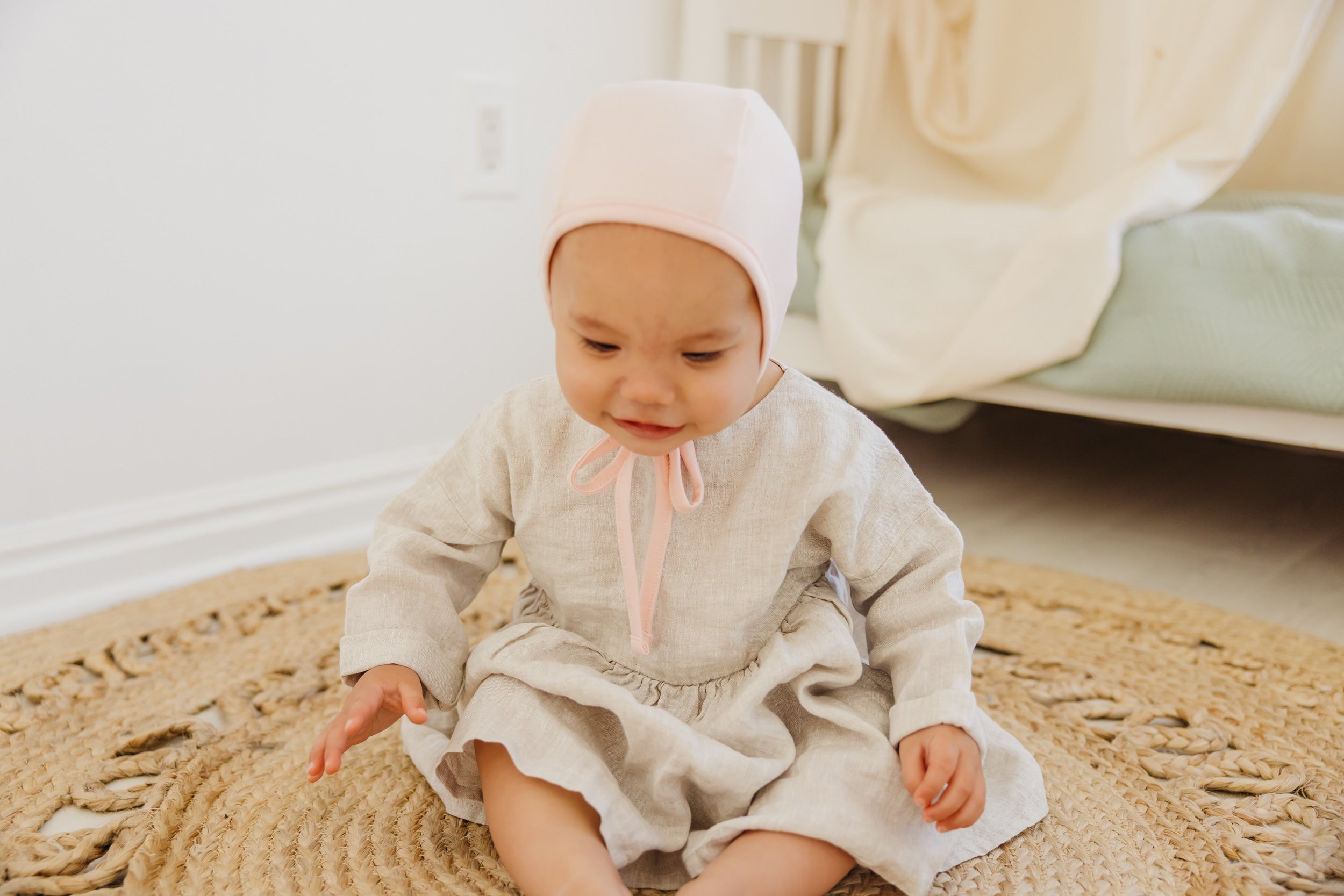 Baby Bonnet Blush - Soft Cotton Infant Hat for Newborns & Toddlers - Perfect for Photoshoots, Outings & Nursery