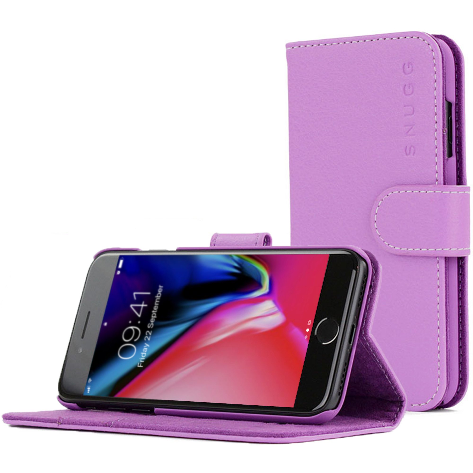Premium Leather Wallet Case for iPhone SE 2022/2020, iPhone 8 & iPhone 7 – Slim Flip Cover with Card Slots & Kickstand Feature (Purple) | Perfect for Everyday Carry, Travel & Hands-Free Viewing