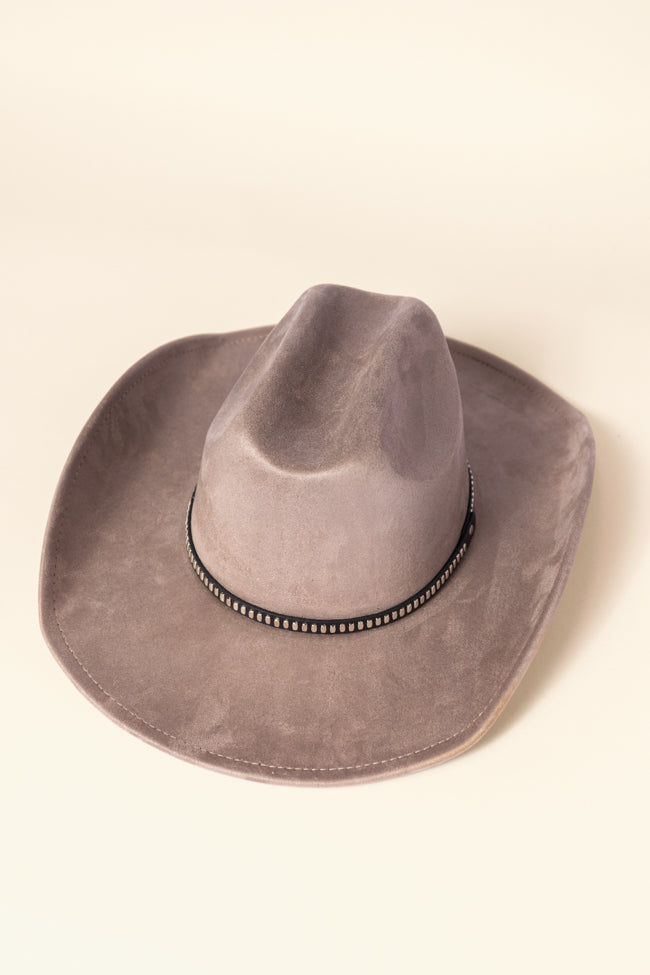Taupe Rectangle Stud Band Cowboy Hat for Women - Western Fashion Accessory for Rodeo, Country Music Festivals & Outdoor Events