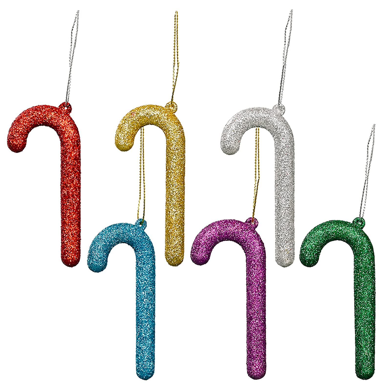 6pcs Colorful Cane-Shaped Christmas Ornaments - Festive Holiday Tree Decorations for Home, Office & Party Decor