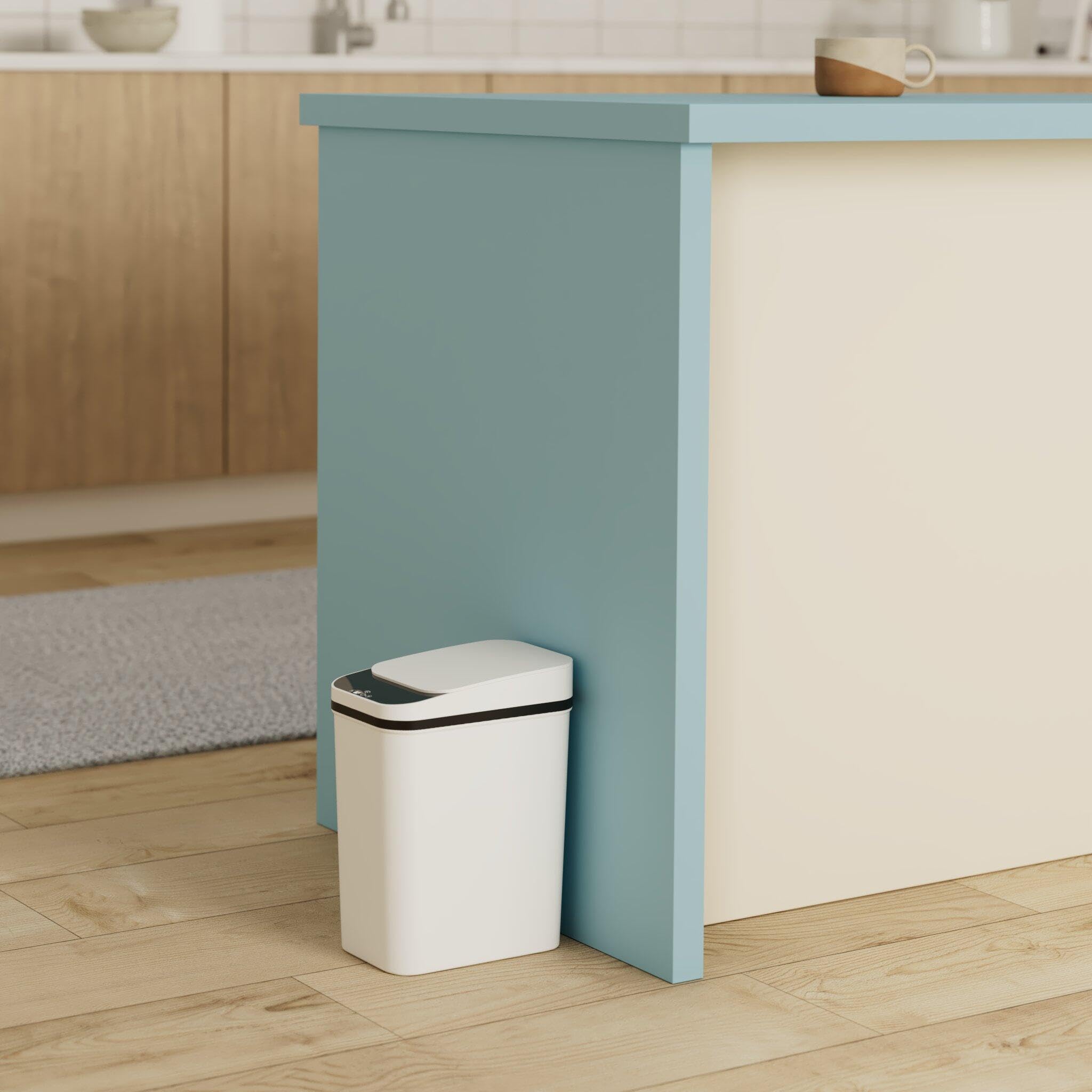 2 Pack 2.2 Gallon Automatic Motion Sensor Trash Can with Lid - Touchless Slim Garbage Bin for Bathroom, Bedroom, Office & Kitchen - Smart Electric Waste Basket (White) | Perfect for Small Spaces & Hygienic Disposal