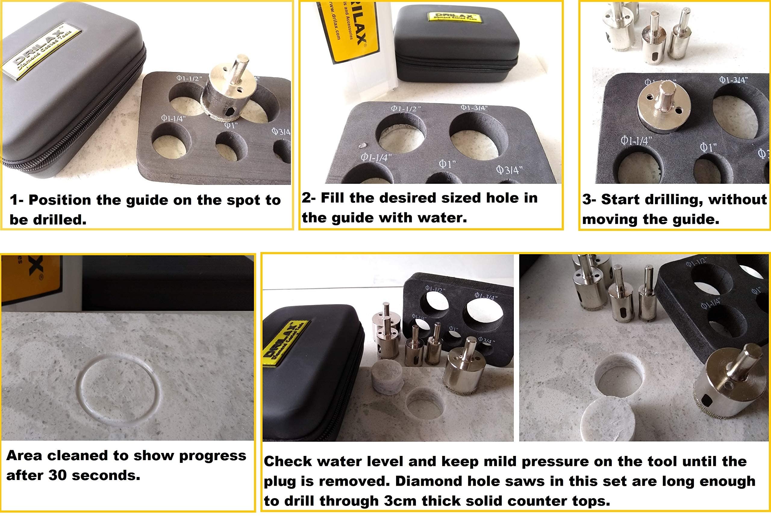 Drilax Diamond Drill Bit Set - 5 Pcs (3/4