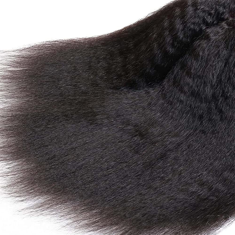 100% Unprocessed Brazilian Virgin Remy Hair Bundles - Kinky Straight 20/22/24 Inch Yaki Straight Human Hair 3 Bundles for Black Women (Natural Black Color) | Perfect for Protective Styles, Weaves & Natural Hair Extensions