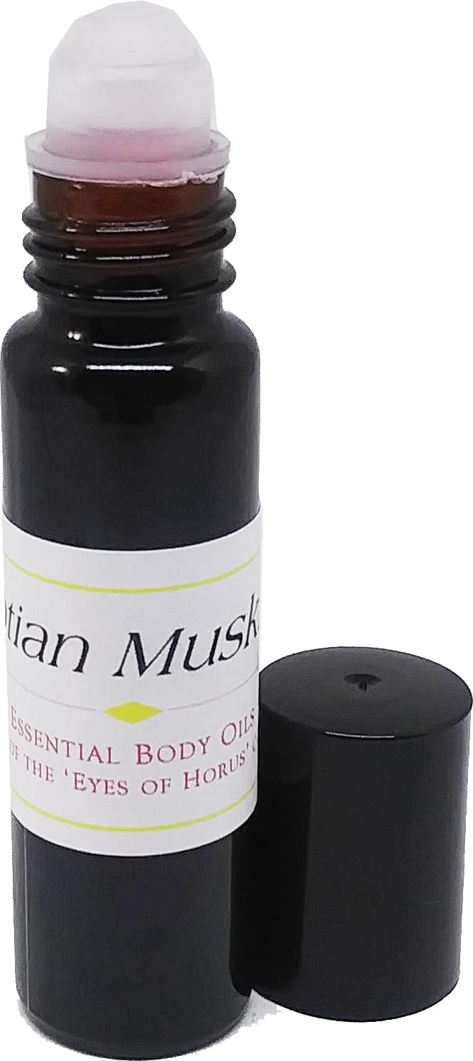 Egyptian Musk Scented Body Oil Roll-On - 1/3 oz Dark Red Fragrance for Women & Men | Long-Lasting Moisturizing Perfume Oil | Perfect for Date Night, Spa Day & Daily Wear