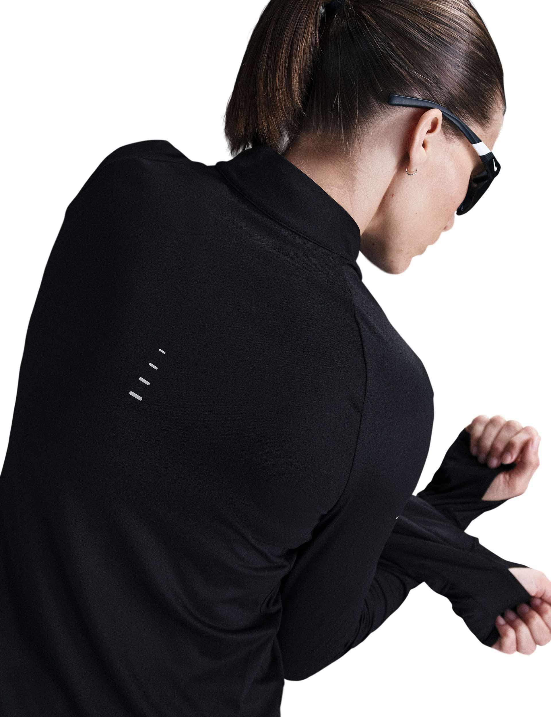 Swift Dri-FIT UV Protection 1/4 Zip Running Shirt - Black/Reflective Silver for Men | Moisture-Wicking Performance Top for Jogging, Hiking & Outdoor Workouts