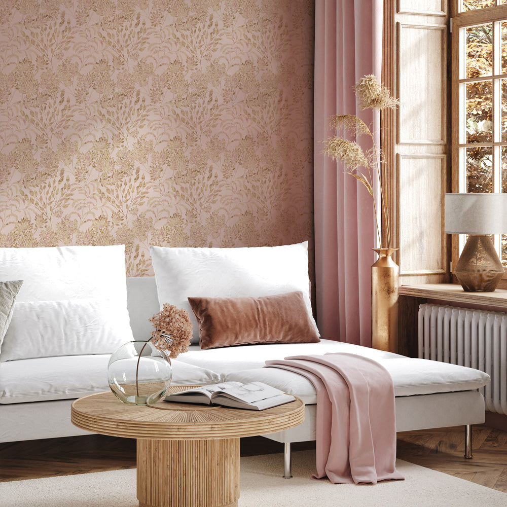 Stencil Foliage Unpasted Wallpaper - Peel and Stick Removable Wallpaper for Bedroom, Living Room, Nursery Decor - Easy DIY Home Renovation