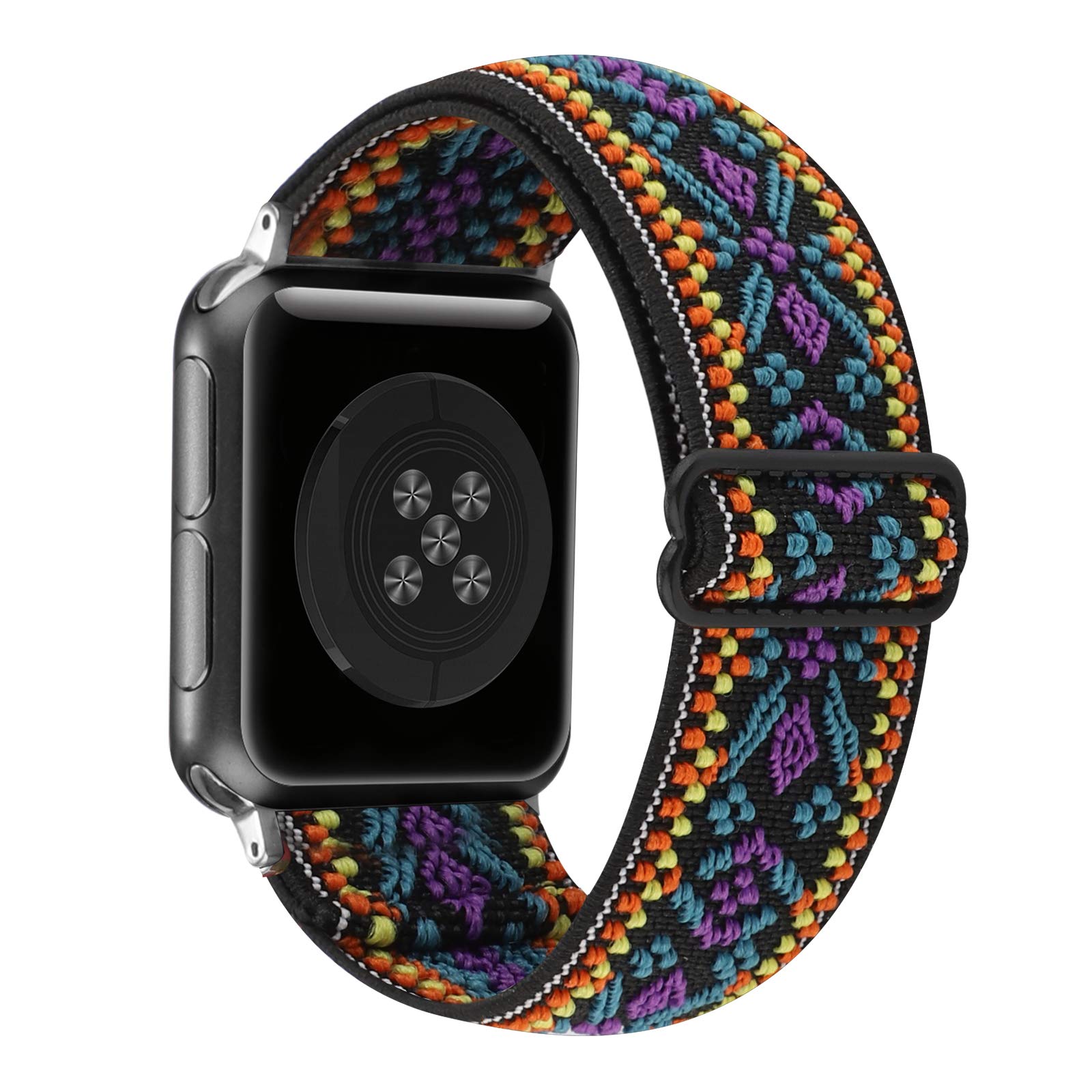 Adjustable Stretchy Solo Loop Nylon Strap for Apple Watch 38mm 40mm 41mm 42mm 44mm 45mm - Compatible with iWatch Series SE/7/6/5/4/3/2/1 - Soft Elastic Sport Band for Running, Swimming & Everyday Wear