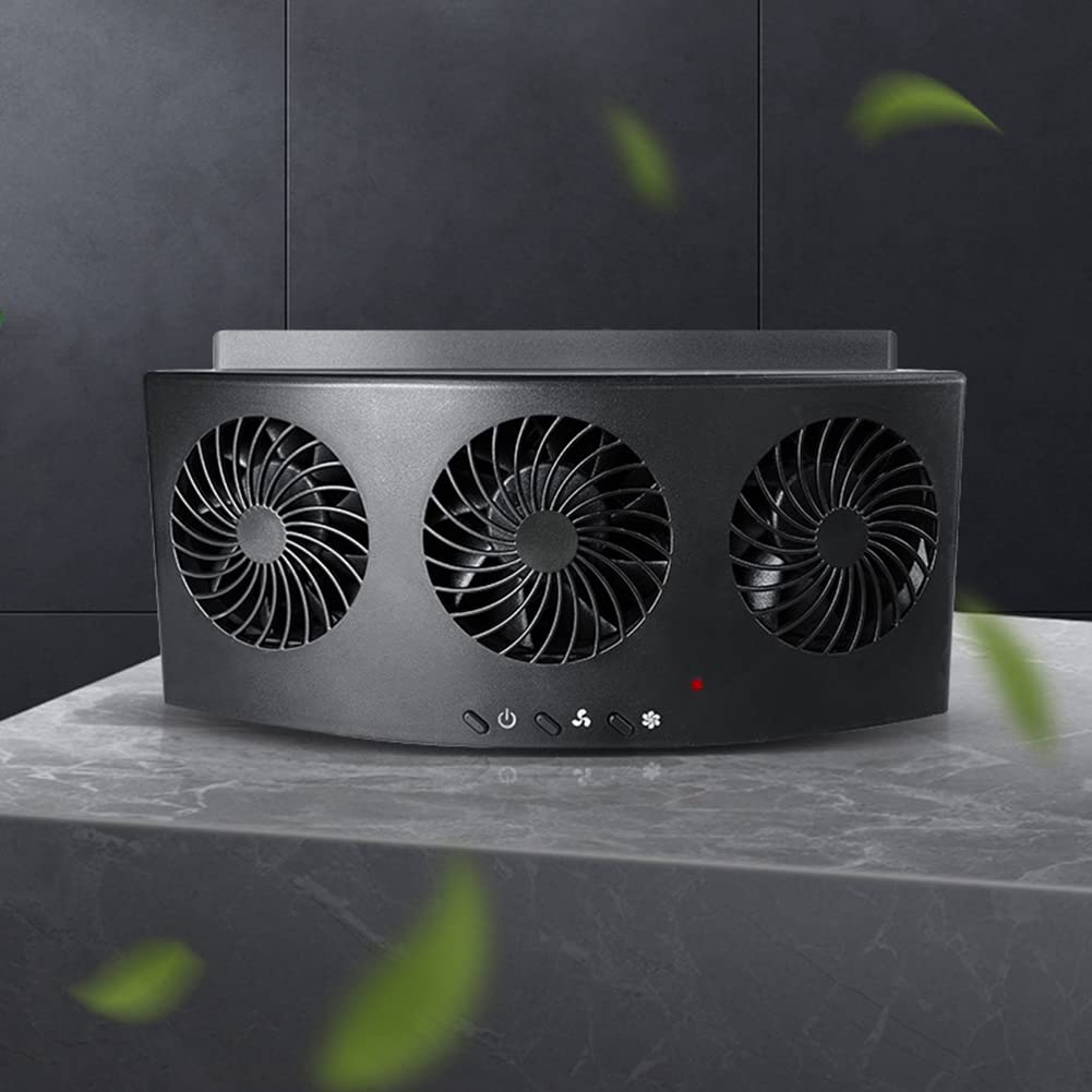 2W USB Car Cooling Fan - Energy Saving 3-Hole Radiator Fan for Auto Ventilation | Front/Rear Window & Exhaust Air Purifier (Black) | Perfect for Summer Road Trips & Parking Ventilation
