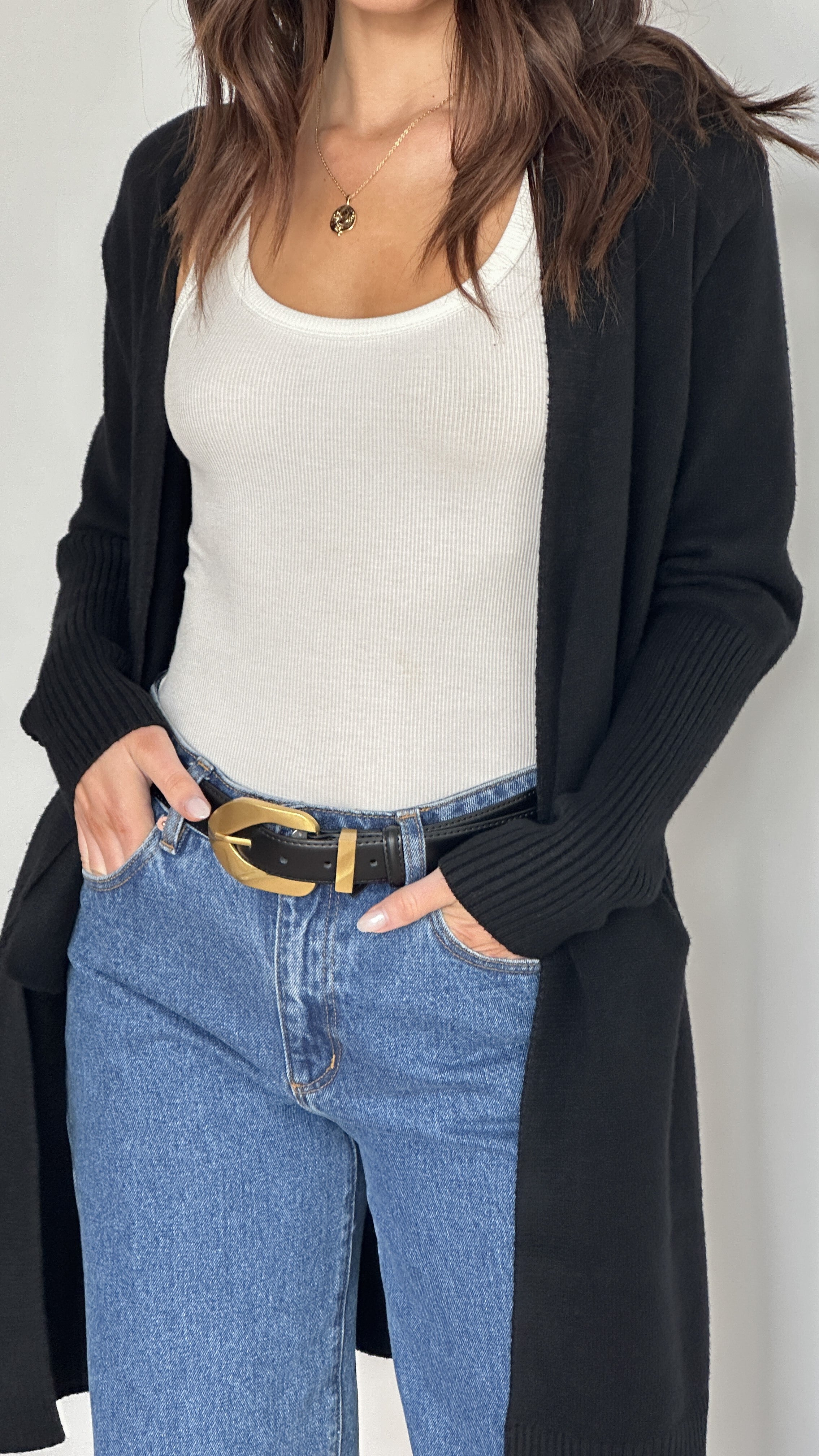 Izzy Cardigan Women's Black Knit Sweater - Cozy & Stylish for Fall, Winter & Casual Outings