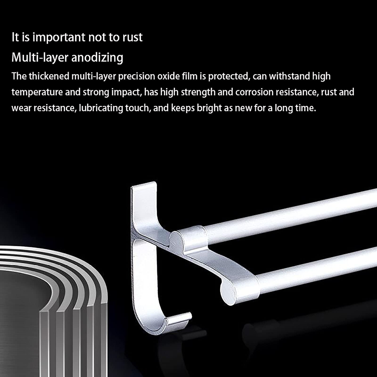 Premium Aluminum Wall Mounted Bathroom Shelves - Double Pole Towel Rack with Hooks for Bathroom Organization | Rustproof Space-Saving Storage Solution for Towels, Robes & Toiletries | Perfect for Small Bathrooms, Apartments & RV Showers