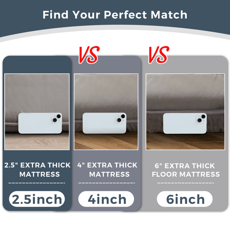 MAXYOYO 6-Inch Extra Thick Japanese Floor Futon Mattress - Dark Grey | Traditional Tatami Style Bedding for Small Spaces, Guest Rooms & Minimalist Home Decor