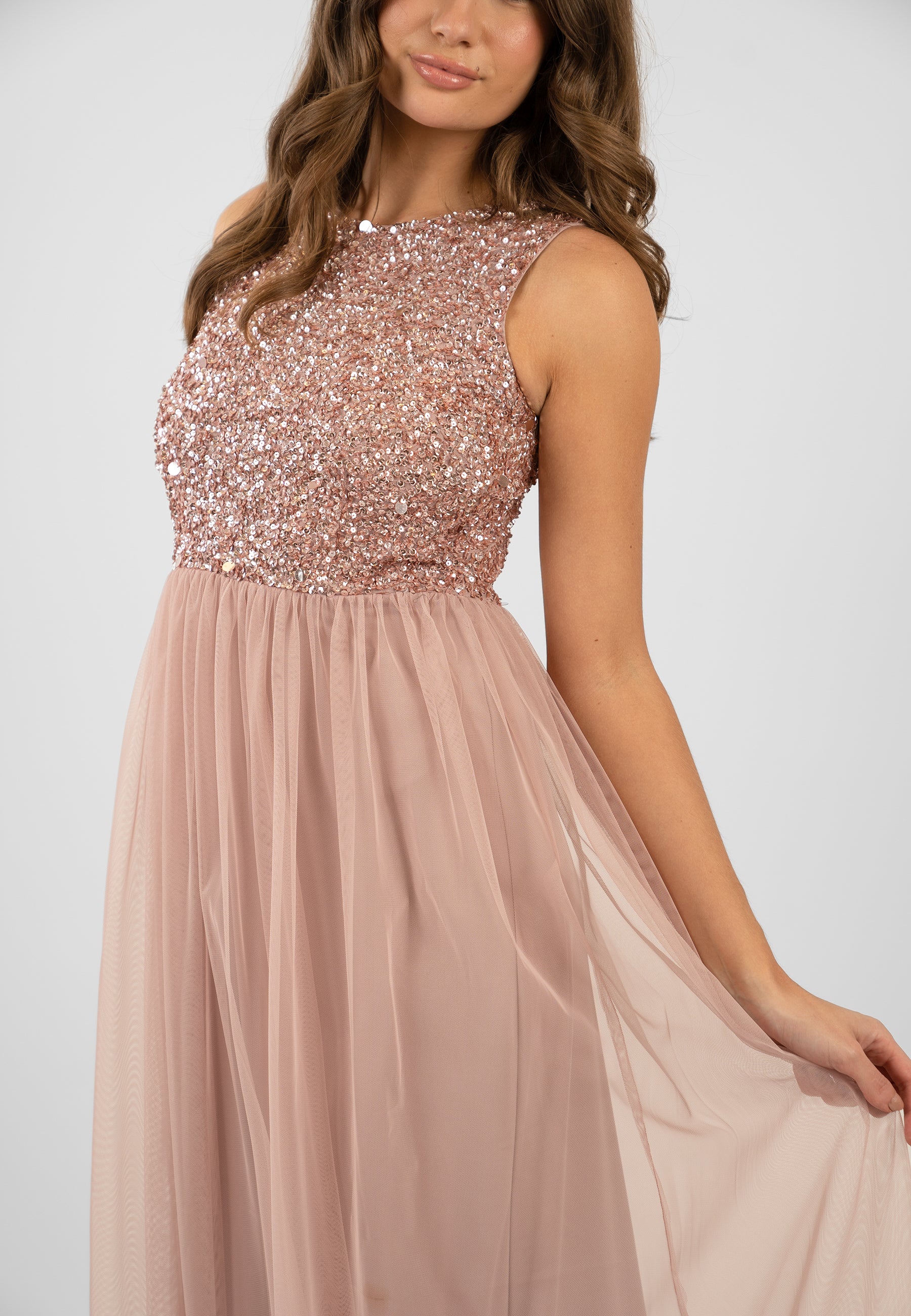 Picasso Pale Mauve Embellished Bridesmaid Dress - Elegant Wedding Party Gown for Bridesmaids, Formal Occasions & Special Events