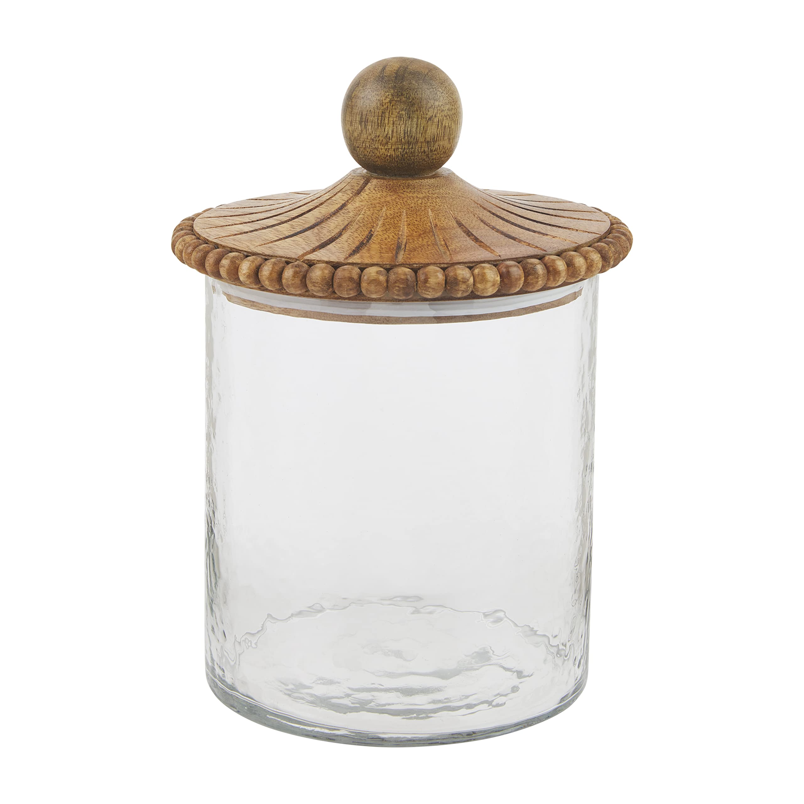Elegant Mud Pie Glass & Brown Beaded Canister Set - 3 Piece Kitchen Storage Containers for Sugar, Flour & Coffee | Perfect for Pantry Organization & Farmhouse Decor