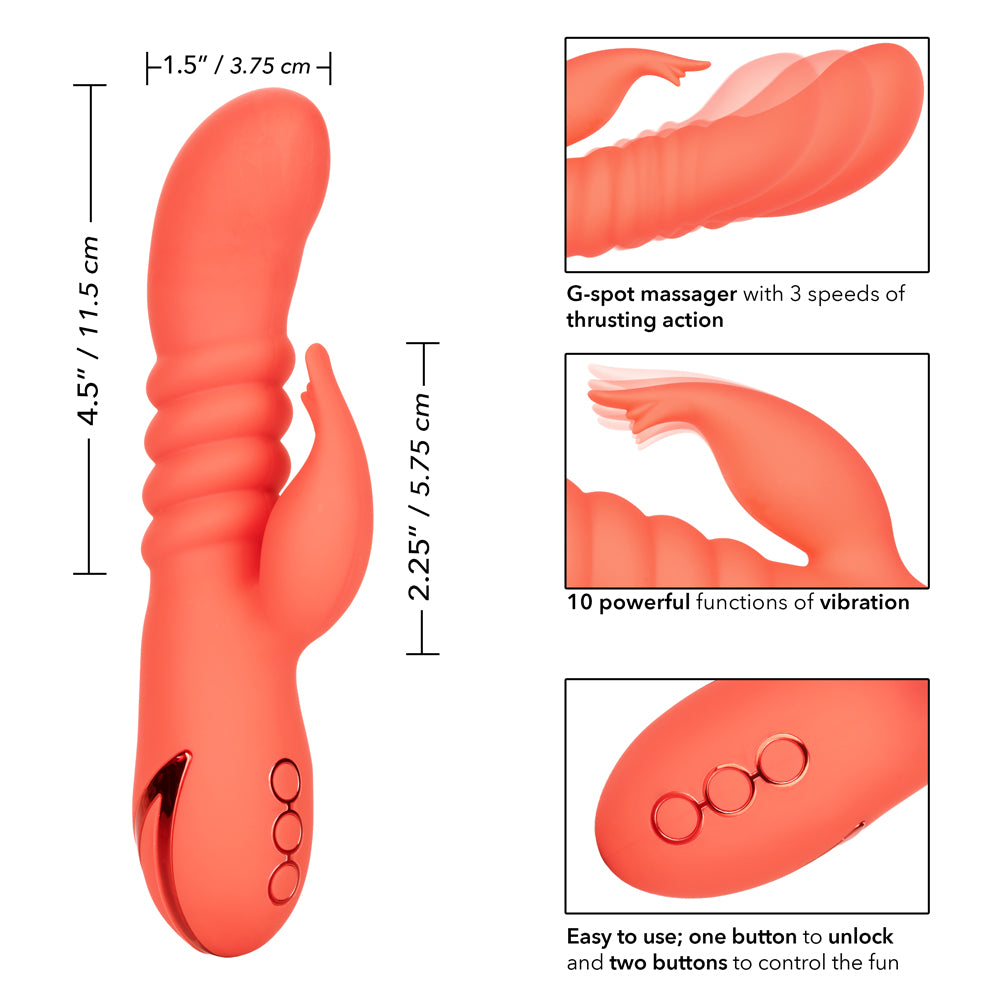 California Dreaming Orange County Cutie Rabbit Vibrator - Powerful Thrusting G-Spot Stimulator for Women, Perfect for Solo Play & Couples Intimacy