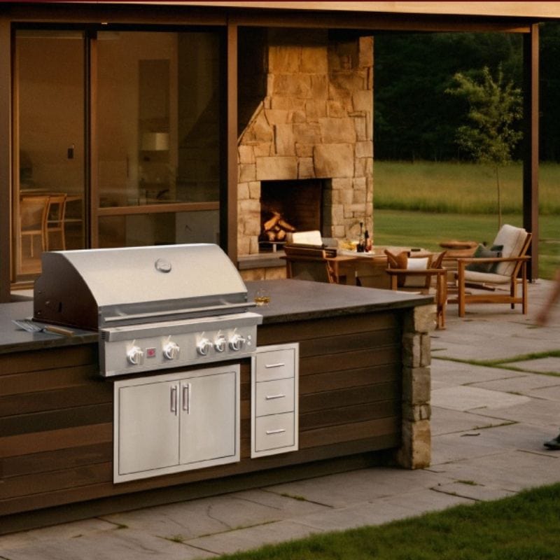 Summerset Sizzler PRO 32 Inch 4-Burner Freestanding Gas Grill with Infrared Rear Burner - Perfect for Backyard BBQs, Outdoor Cooking & Patio Entertaining