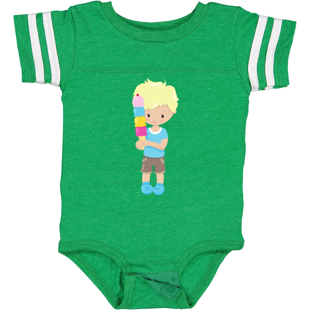 Inktastic Boys' Ice Cream Cone Baby Bodysuit - Cute Blonde Hair Toddler Outfit for Summer, Birthday & Photo Shoots | Soft Cotton Infant Onesie for Playdates & Family Gatherings