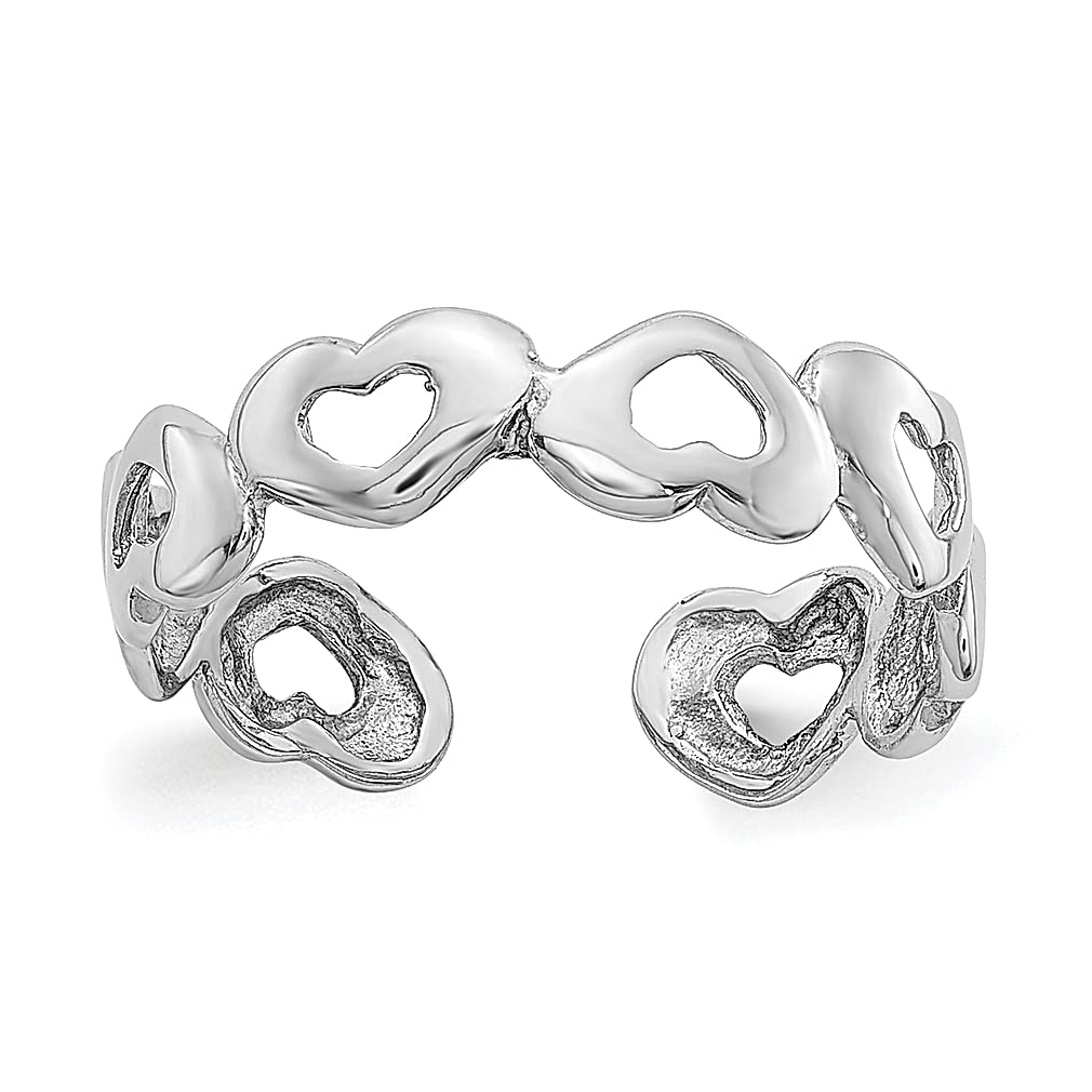 14K White Gold Heart Adjustable Toe Ring Set for Women - Dainty & Cute Fine Jewelry Gift for Her - Perfect for Beach, Vacation & Summer Outfits