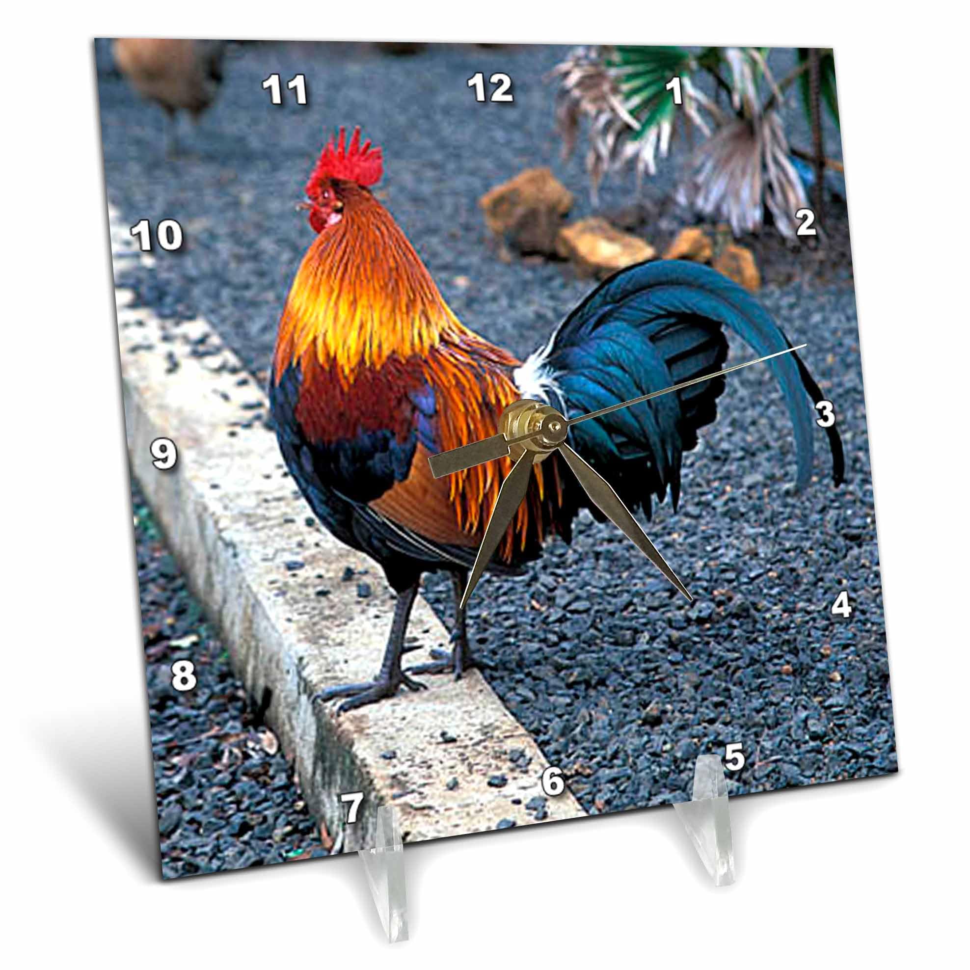 3D Rose LLC Rooster Desk Clock - 6x6 Inch Farmhouse Decor, Vintage Style Alarm Clock for Kitchen, Office, or Home Décor | Perfect Gift for Rooster Lovers