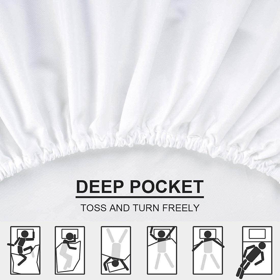 5-Piece Organic Cotton Split Queen Sheet Set for Adjustable Beds - Deep Pocket 22