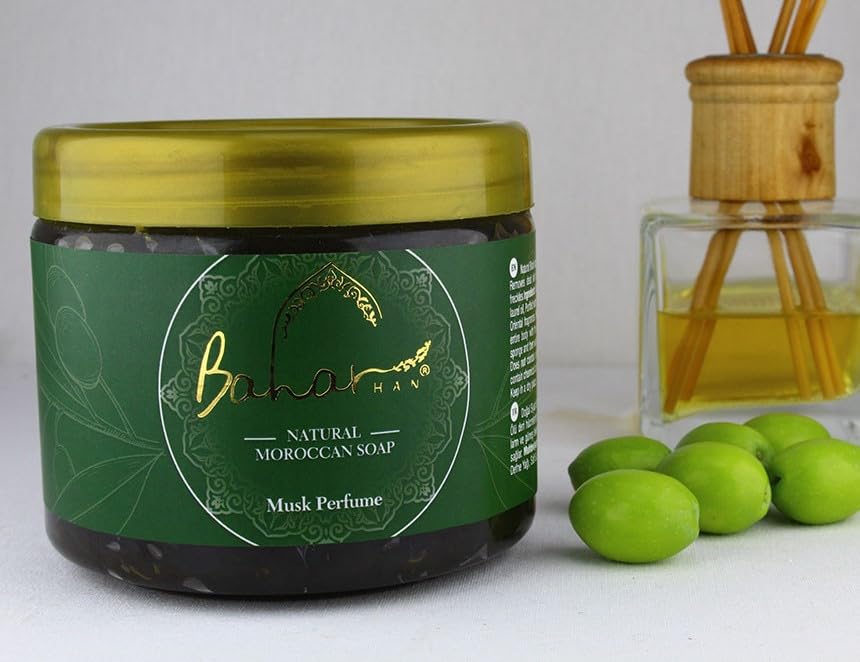 Premium Moroccan Black Soap with Musk Essential Oil - 450g/15.87oz - Deep Cleansing & Exfoliating for Face & Body - Ideal for Spa, Hammam & Skincare Rituals