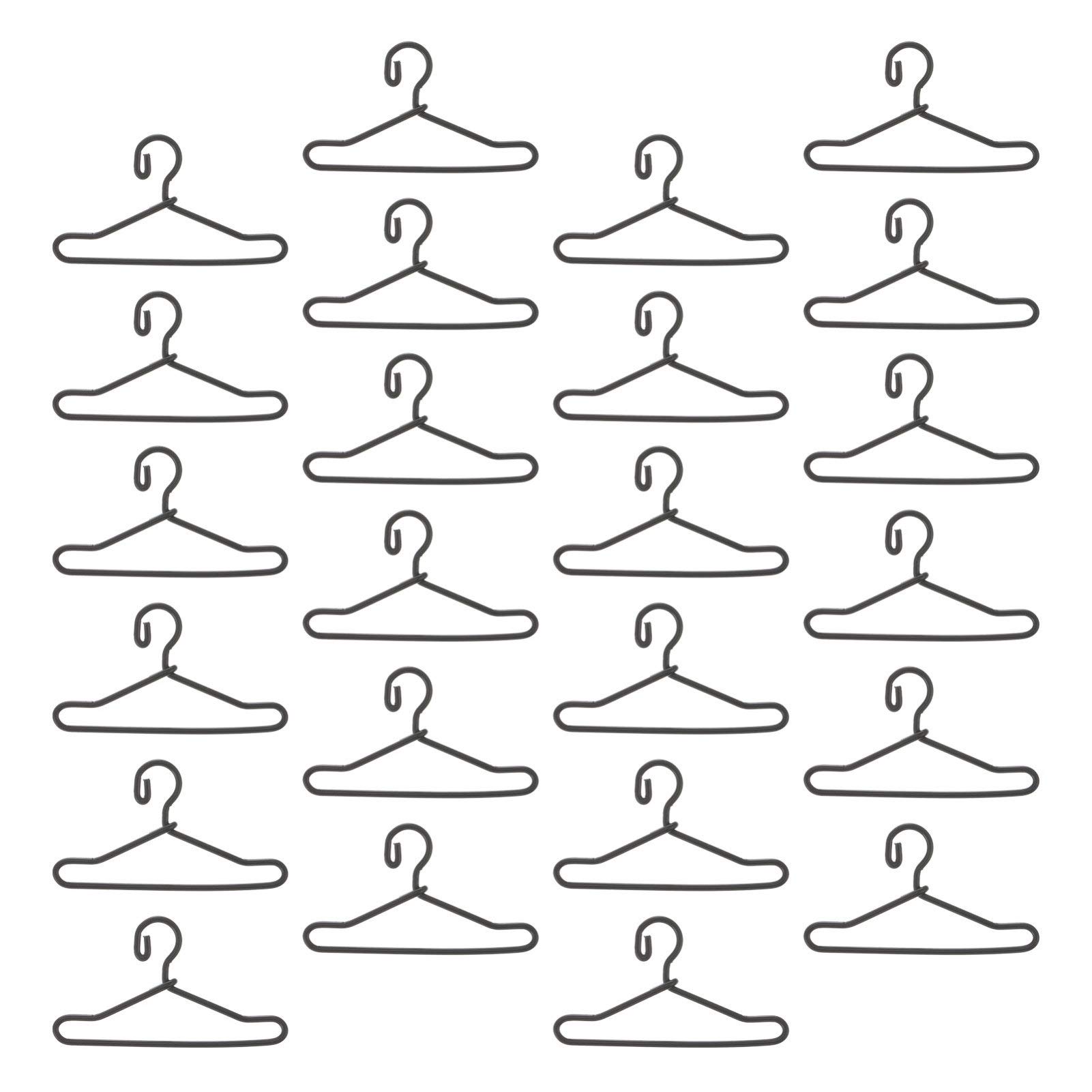 EXCEART 50pcs Mini Doll Clothes Hangers - 40mm Black Wire Hangers for Dollhouse & Kids Wardrobe | Perfect for Barbie Clothes, American Girl Doll Outfits & DIY Miniature Fashion Display