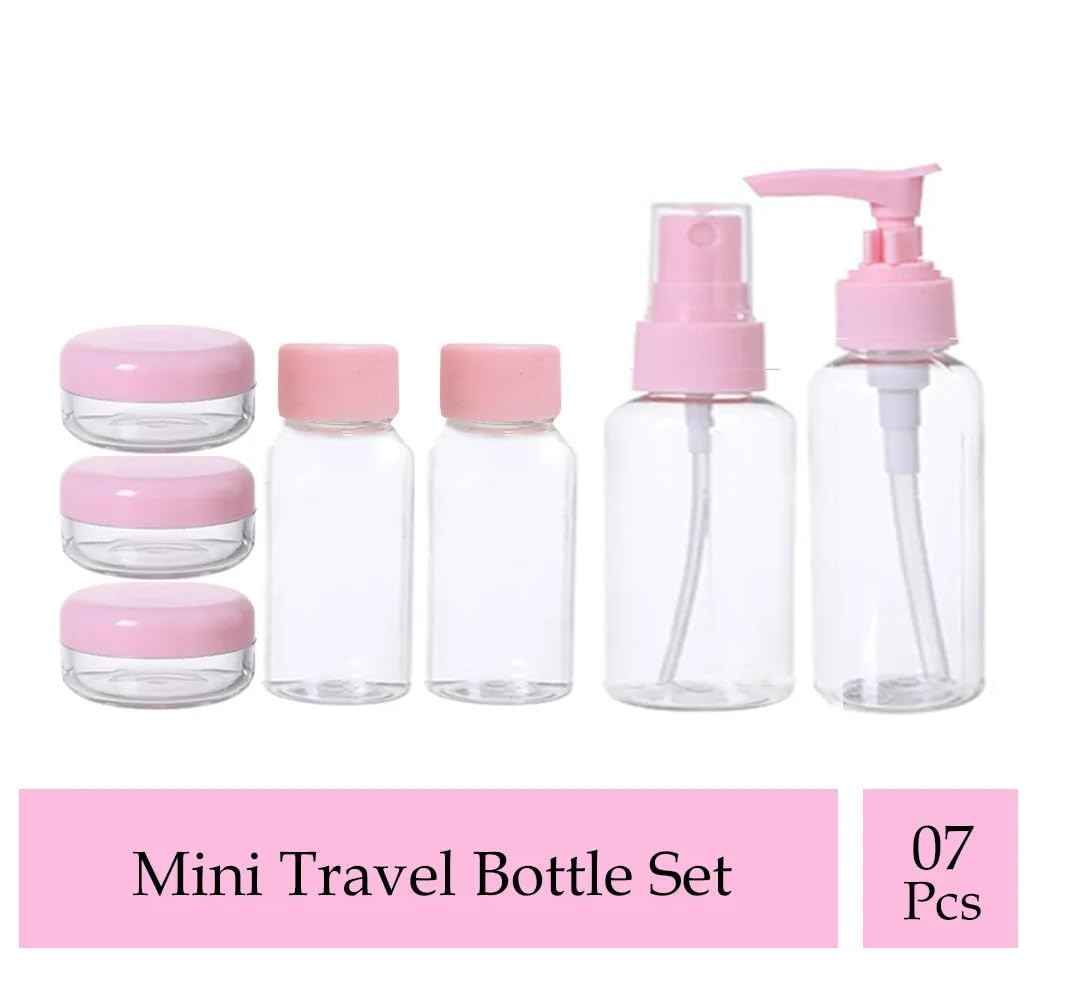 Cellebii 7-Piece Travel Bottle Set for Toiletries - Leak-Proof Refillable Containers for Lotion, Shampoo, Shower Gel & Hand Sanitizer - TSA Approved Travel Accessories for Vacation, Gym & Airplane Carry-On