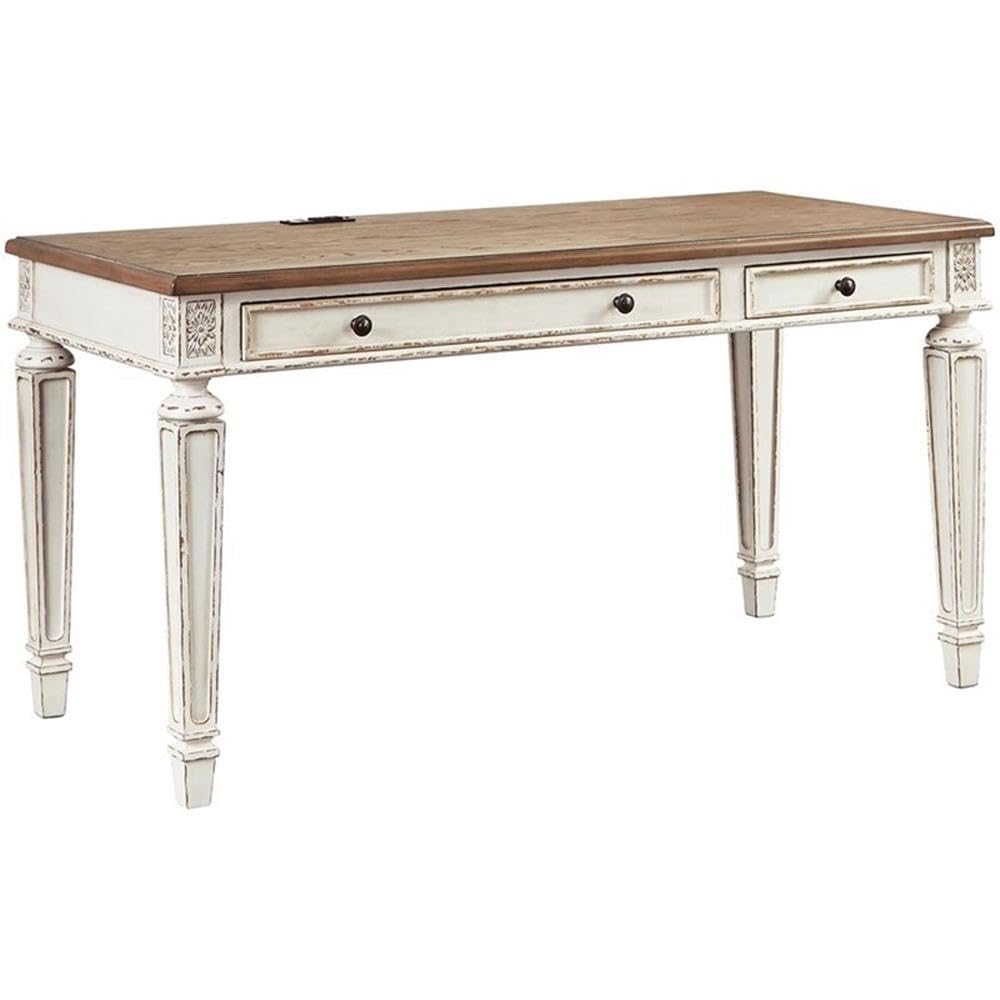 BOWERY HILL White Modern Computer Desk with USB Ports - Engineered Wood Home Office Desk for Work, Study & Gaming - Compact Writing Table for Small Spaces & Dorm Rooms