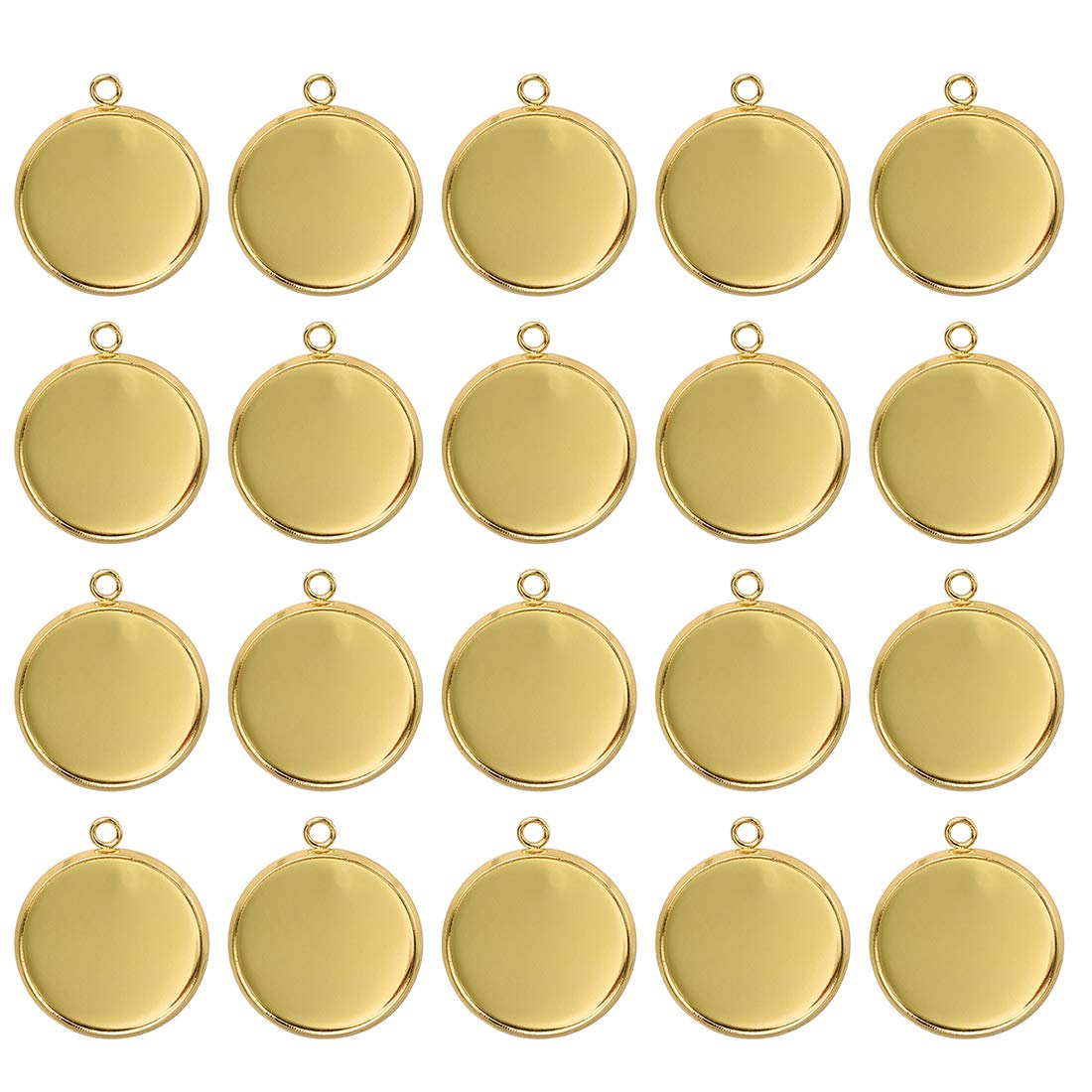 Lanbeide 16x16mm Gold Stainless Steel Pendant Trays - Cabochon Settings & Bezel Pendant Blanks for DIY Jewelry Making, Photo Crafts | Perfect for Necklaces, Bracelets & Handmade Jewelry Designs