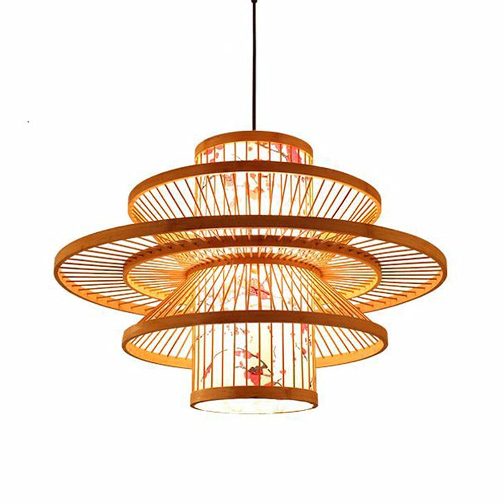 Chinese Plum Blossom Bamboo Lantern Pendant Light - Vintage Japanese Style Chandelier Hanging Ceiling Lamp for Living Room, Bedroom, Restaurant, Cafe & Teahouse - Perfect for Asian-Themed Decor, Zen Atmosphere and Romantic Ambient Lighting