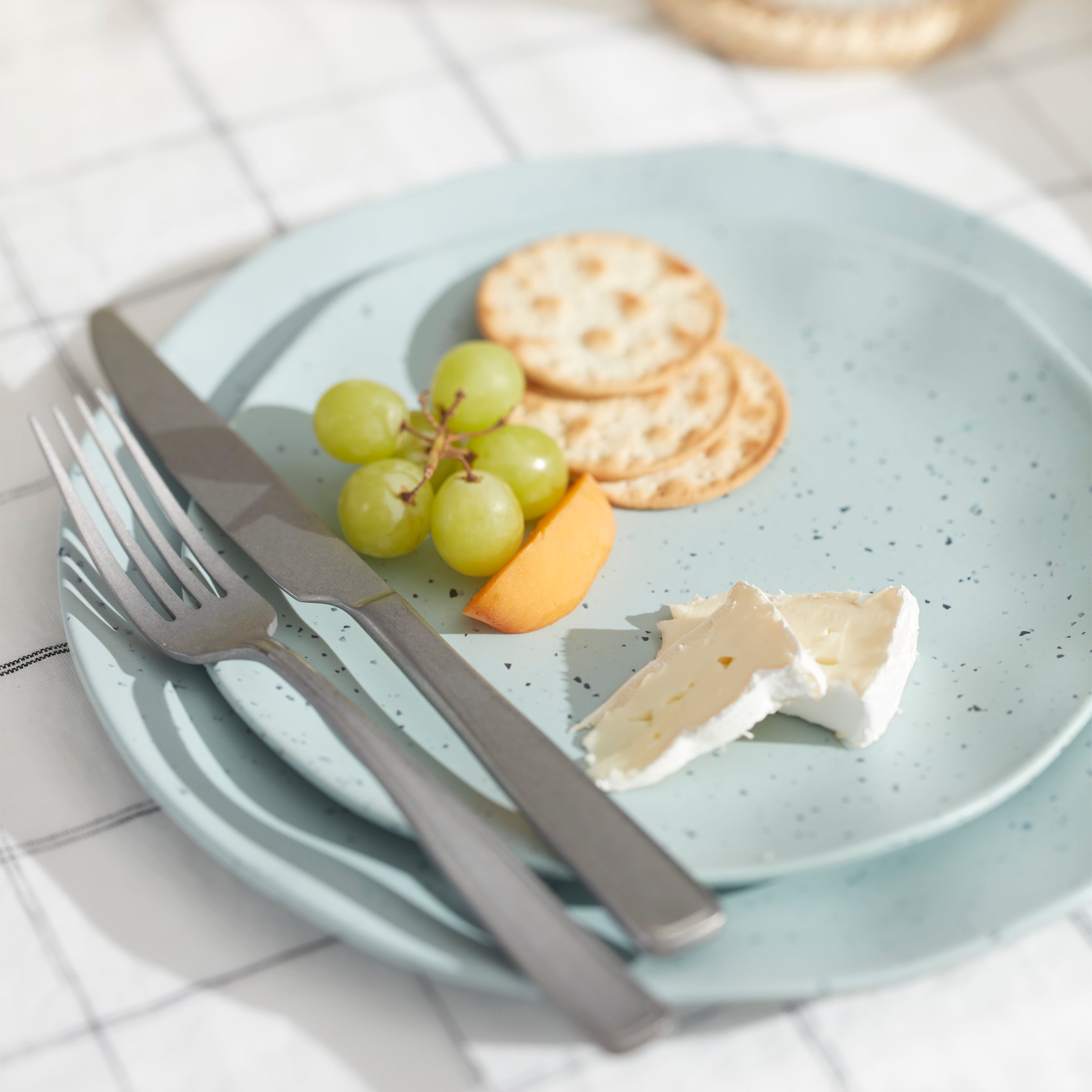 Stylish Terrazzo Melamine 12-Piece Dinnerware Set - Mint Green - Durable & Lightweight Plates, Bowls & Mugs - Perfect for Outdoor Dining, Picnics & Everyday Use