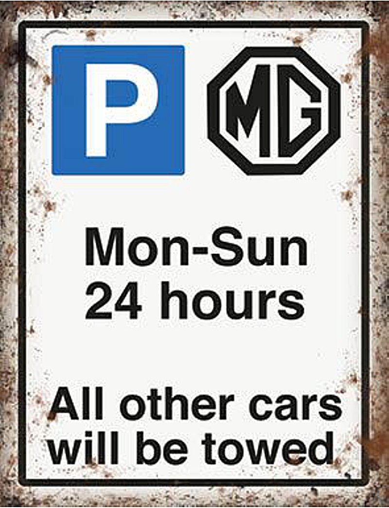 Funny MG Parking Sign Steel Fridge Magnet - Durable Office & Home Decor for Refrigerators, Lockers & Metal Surfaces - Perfect for Kitchen, Workplace & Gag Gifts