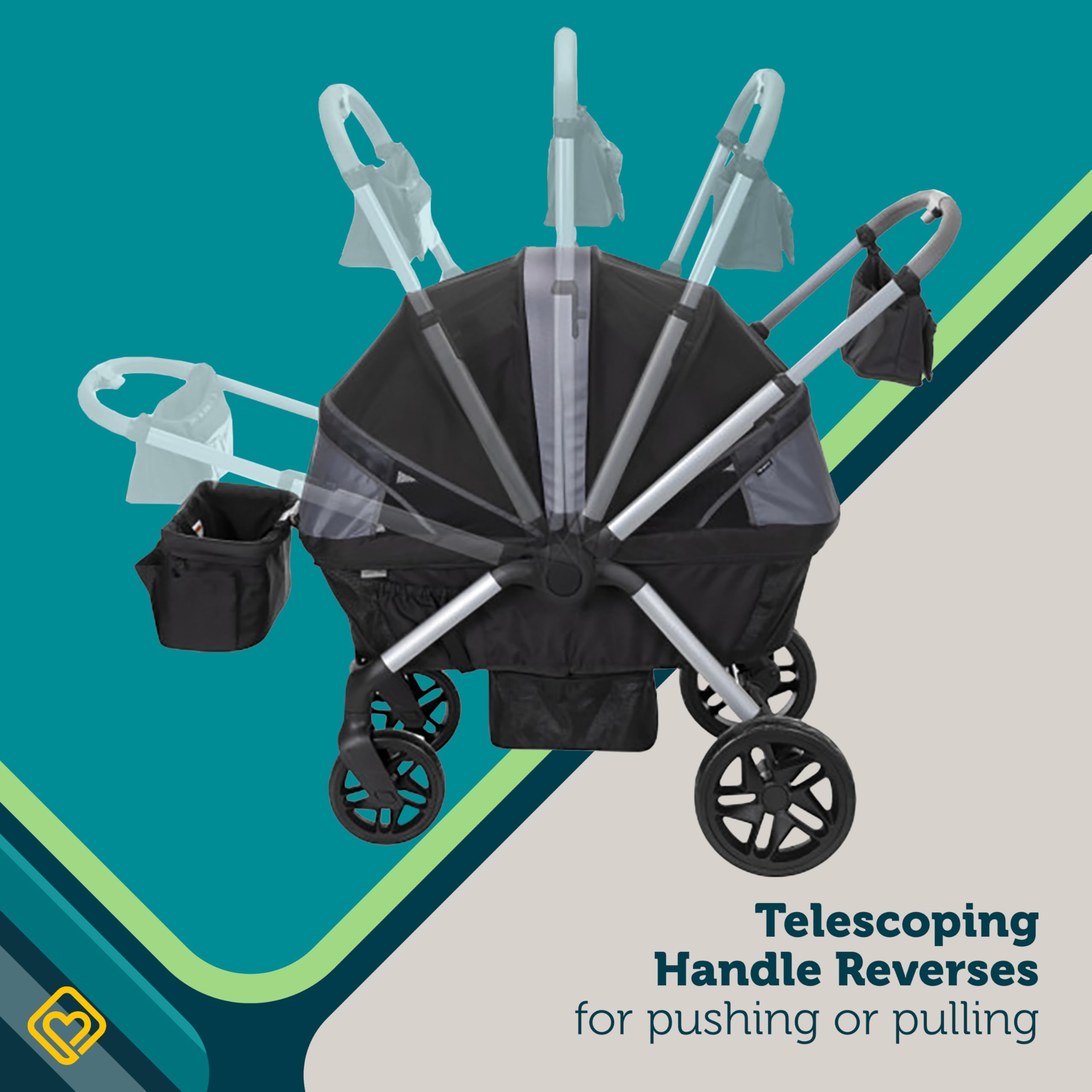 Safety 1st Summit Wagon Stroller for 2 Kids - Double Baby Stroller Wagon with Removable Child Tray, 2 Cup Holders & Wave Runner Wheels | Perfect for Park Outings, Beach Trips & Family Adventures