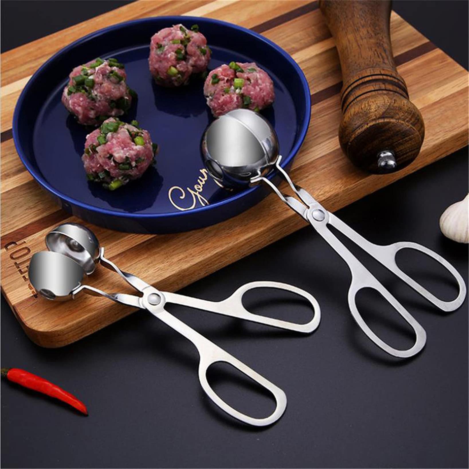 Premium Stainless Steel Meat Baller Tongs - Professional Cookie Dough Scoop for Baking, Cake Decorating & Kitchen Tools (Style 4) - Perfect for Making Meatballs, Cookies, Cupcakes & More