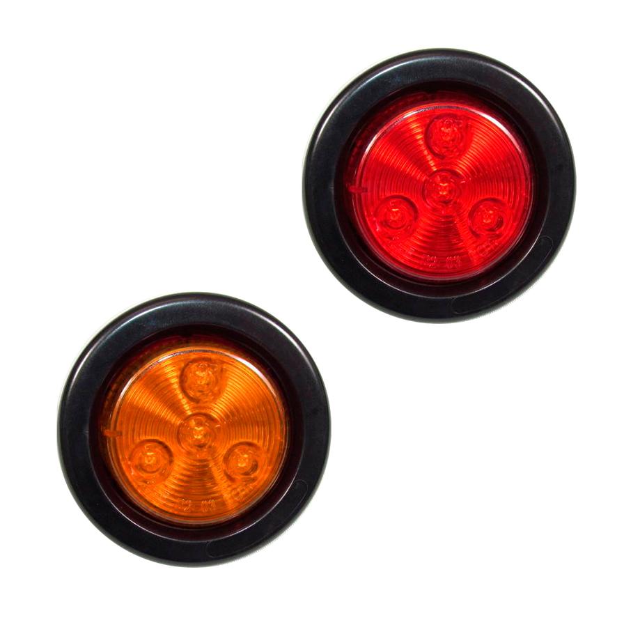 Fortpro 2 Round Clearance/Marker LED Light with 4 LEDs - Durable Amber Lights for Trucks, Trailers & Off-Road Vehicles - Waterproof & Shockproof for All Weather Conditions