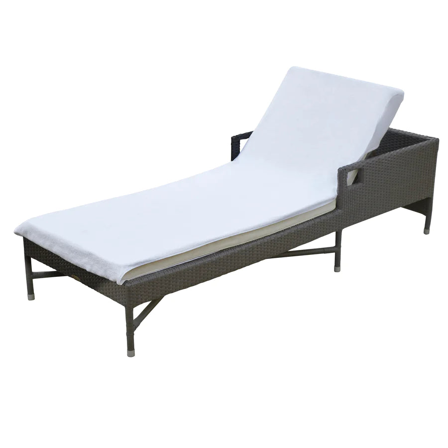 Custom Monogrammed Cotton Terry Chaise Lounge Slipcover - Waterproof Outdoor Patio Furniture Cover for Poolside, Garden & Deck Protection