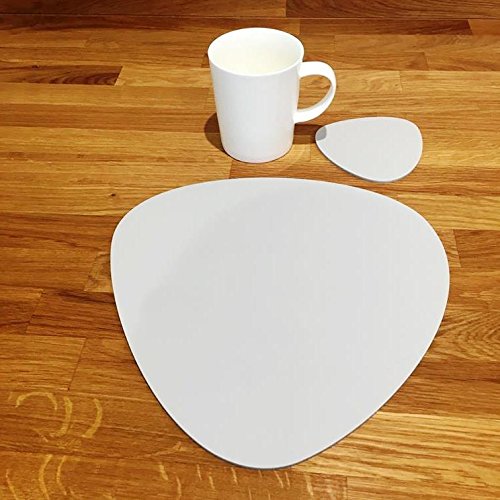Pebble Stone Coasters and Placemats Set - 6 Piece Light Gray Non-Slip Table Protectors for Dining, Coffee Tables, and Home Decor