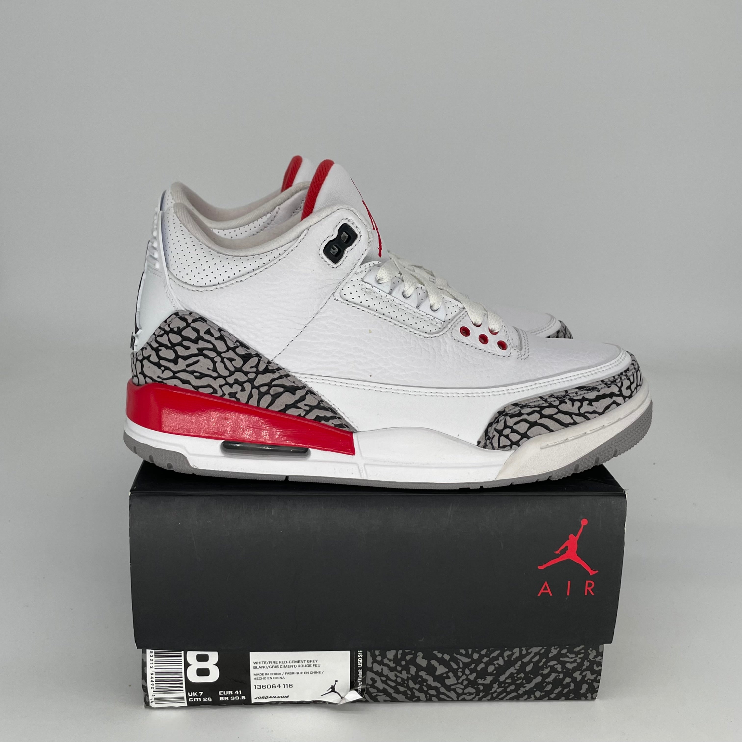 Original Air Jordan 3 Retro 'Hall of Fame' Sneakers - Men's Size 8 (Style Code: 136064-116) - Perfect for Basketball, Streetwear & Sneaker Collectors