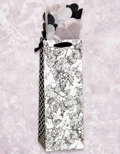 Premium Grapes Toile Wine Bags - Elegant Reusable Wine Bottle Carrier for Parties, Weddings & Picnics
