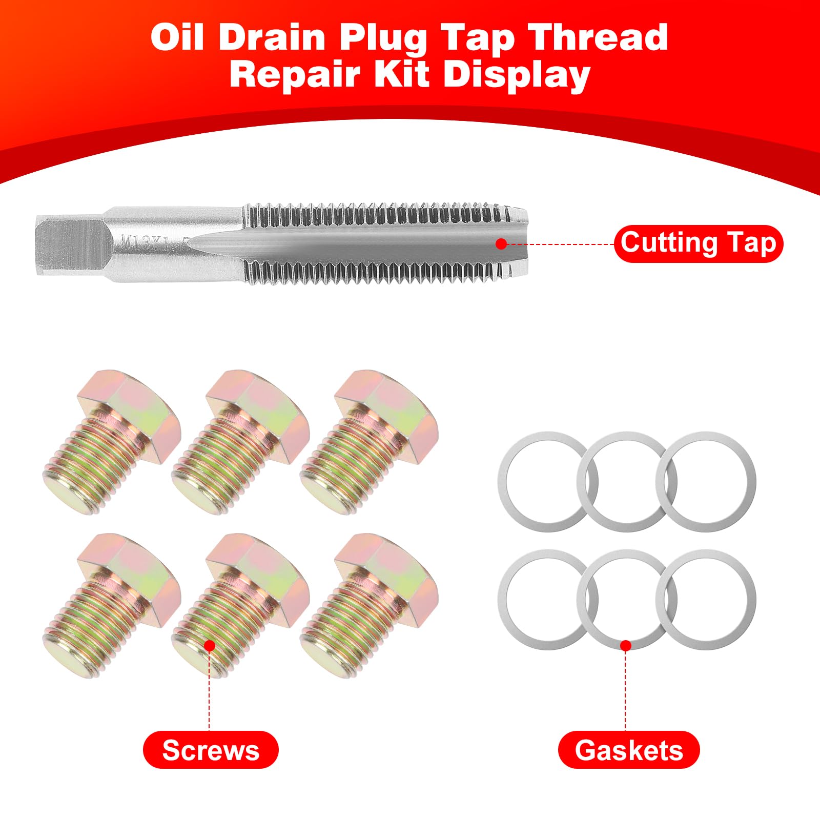 M13 x 1.5MM Oil Drain Plug Thread Repair Kit - Oil Pan Screw Rethreading Tool Set for Automotive Maintenance & Engine Repair (Ideal for DIY Mechanics & Professional Garage Use)