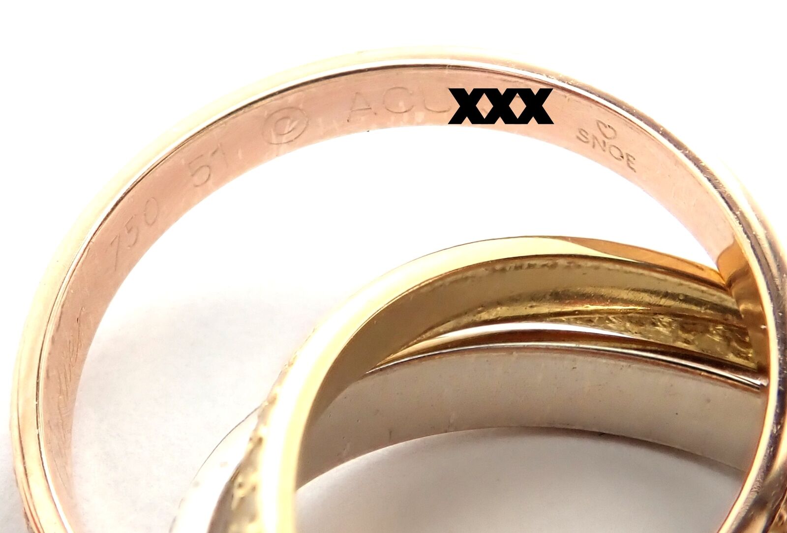 Authentic Cartier Trinity 18K Gold Diamond Small Model Band Ring Size 51 Certified - Luxury Wedding, Anniversary & Engagement Jewelry Gift for Women