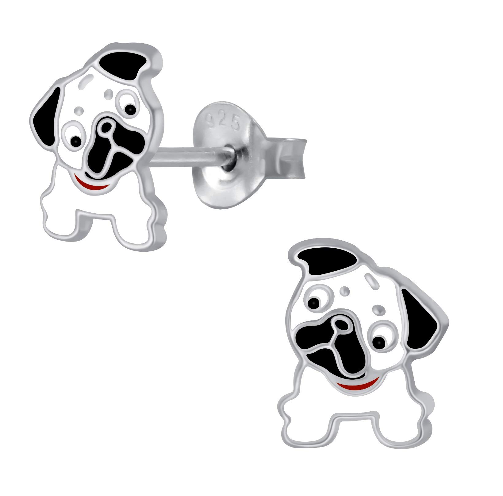 Extra Small Sterling Silver Pug Dog Earrings - Cute Puppy Jewelry Gift for Women - Perfect for Casual Wear, Gifts & Dog Lovers