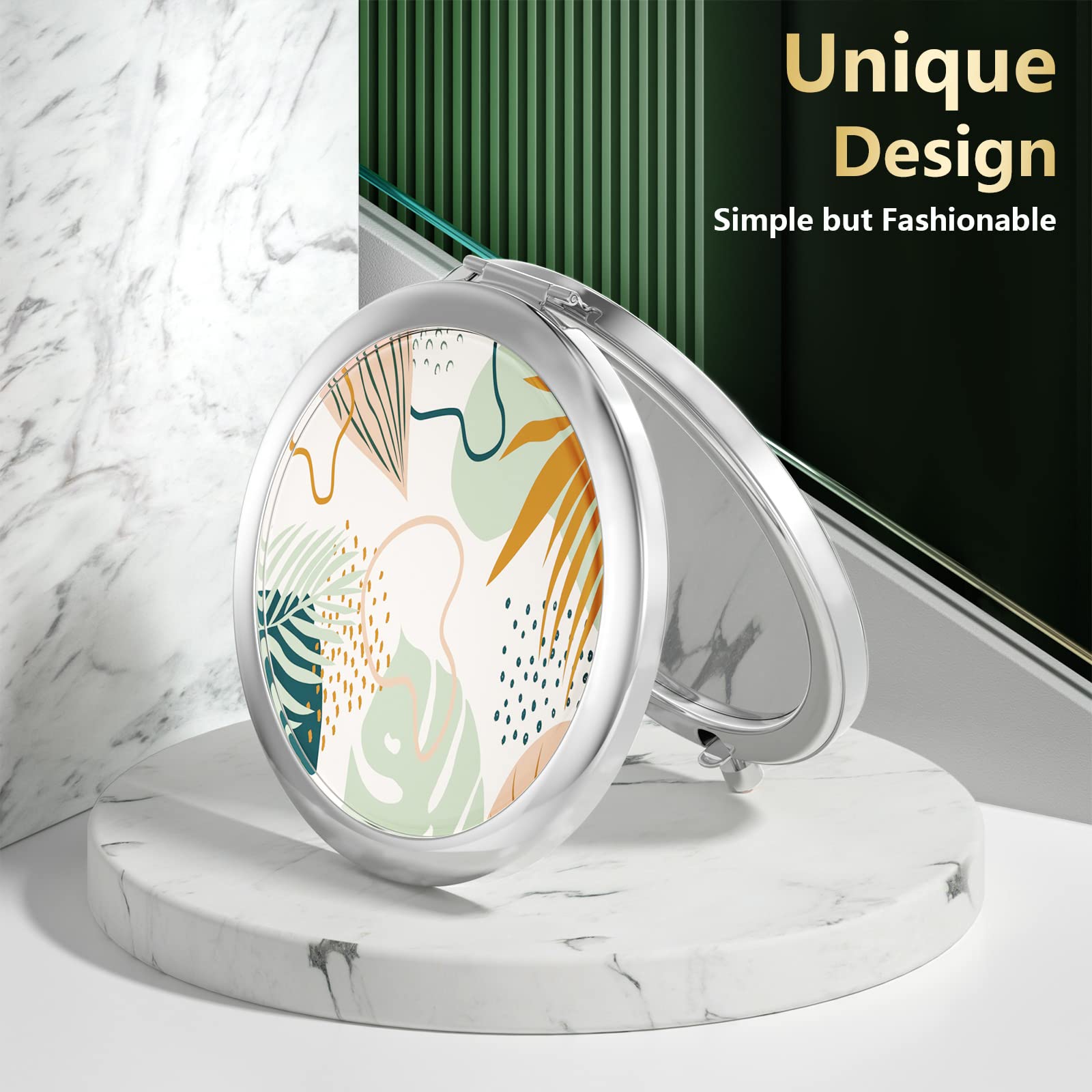 Nipichsha Compact Travel Mirror 2X/1X Magnification - Portable Folding Makeup Mirror for On-the-Go
