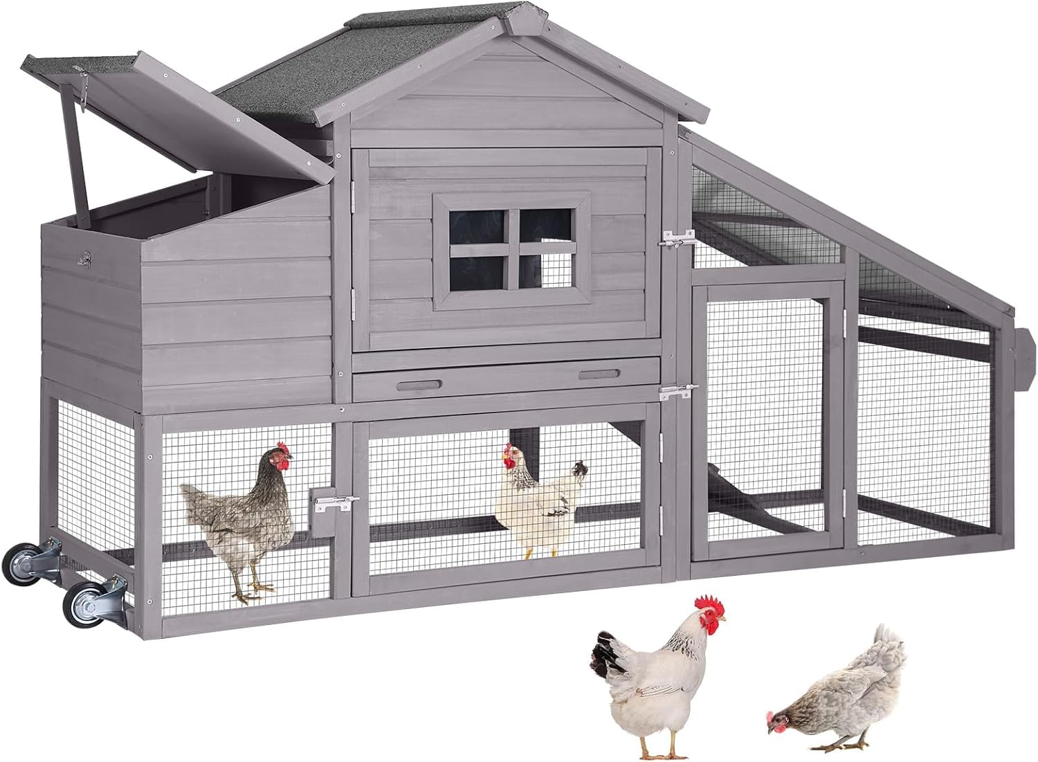 Aivituvin Large Mobile Chicken Coop with Wheels - Outdoor Poultry Cage & Hen House for Backyard Farming | Perfect for Free-Range Chickens, Duck Housing & Garden Poultry Keeping