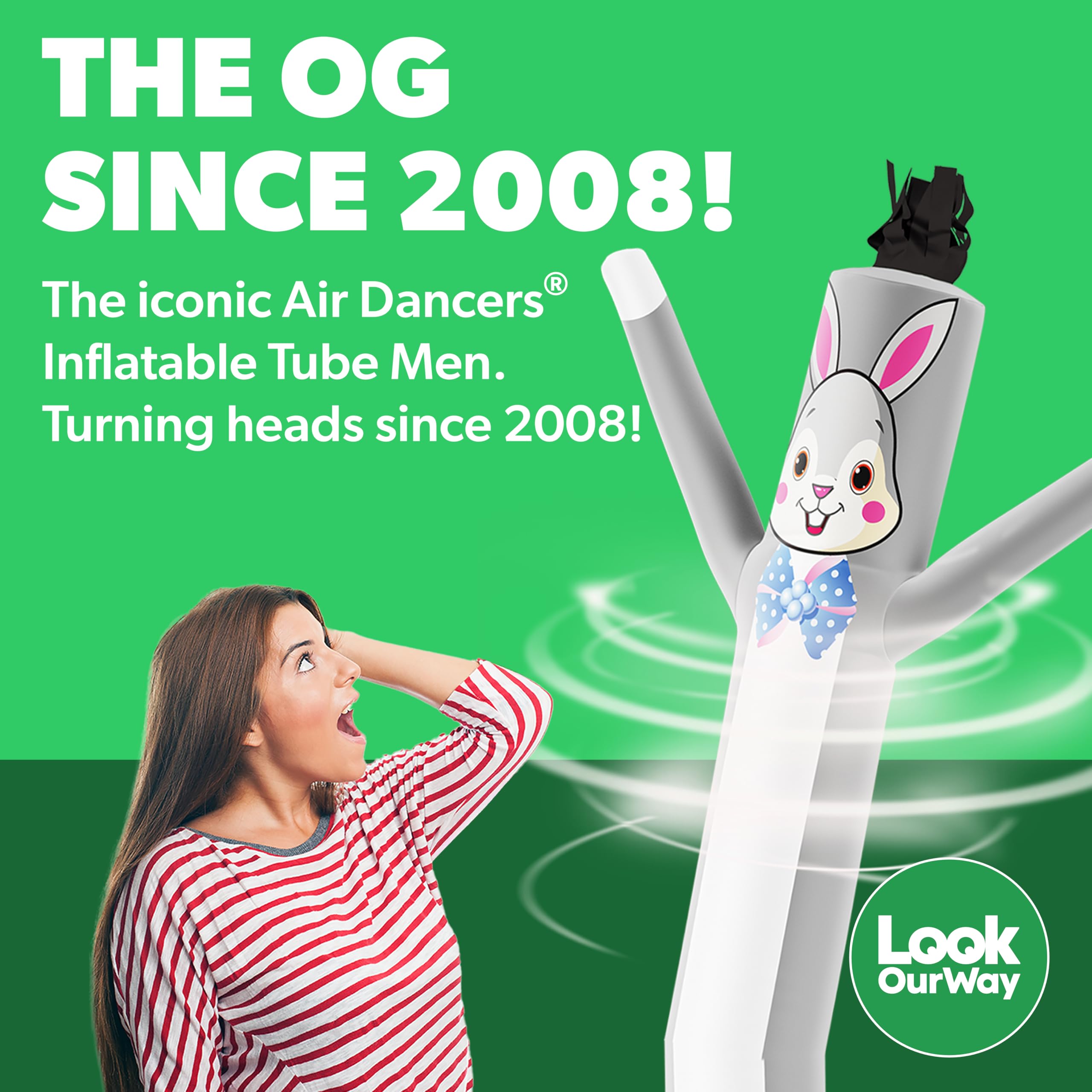 7ft Tall Air Dancers Wacky Waving Inflatable Tube Man with Weather-Resistant Blower - Eye-Catching Business Advertising & Event Decoration for Car Dealerships, Grand Openings, Easter Celebrations & Outdoor Promotions