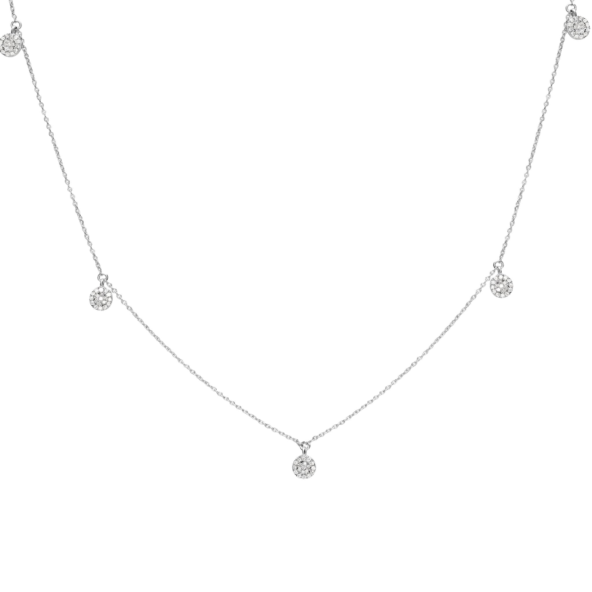 14K White Gold Diamond Station Necklace - Elegant Layering Piece for Everyday Wear & Special Occasions