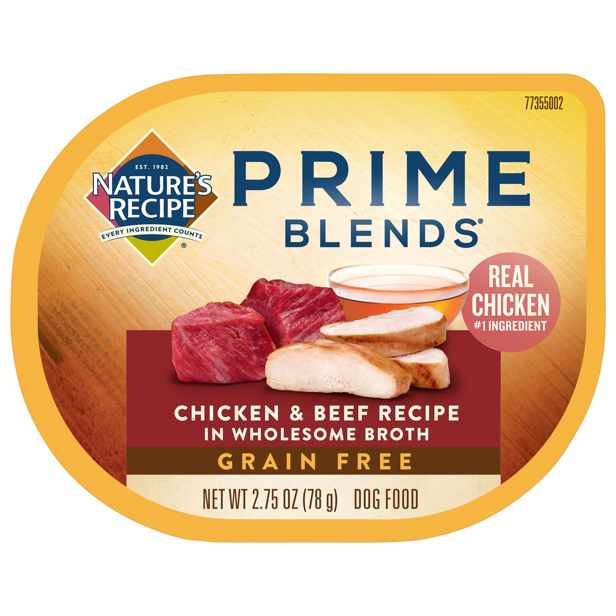 Nature's Recipe Prime Blends Wet Dog Food - Grain Free, High Protein, 2.75oz Cups (Pack of 12) for Small & Medium Dogs - Perfect for Travel, Training & Mealtime Toppers