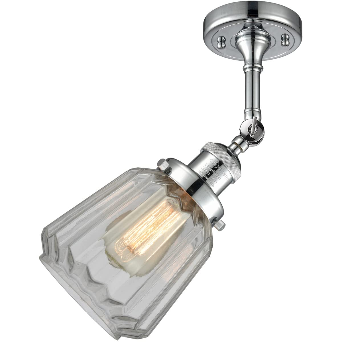 Innovations 201F-PC-G142-LED Modern LED Semi-Flush Mount Ceiling Light Fixture - Polished Chrome Finish - Perfect for Bedroom, Hallway & Kitchen Lighting