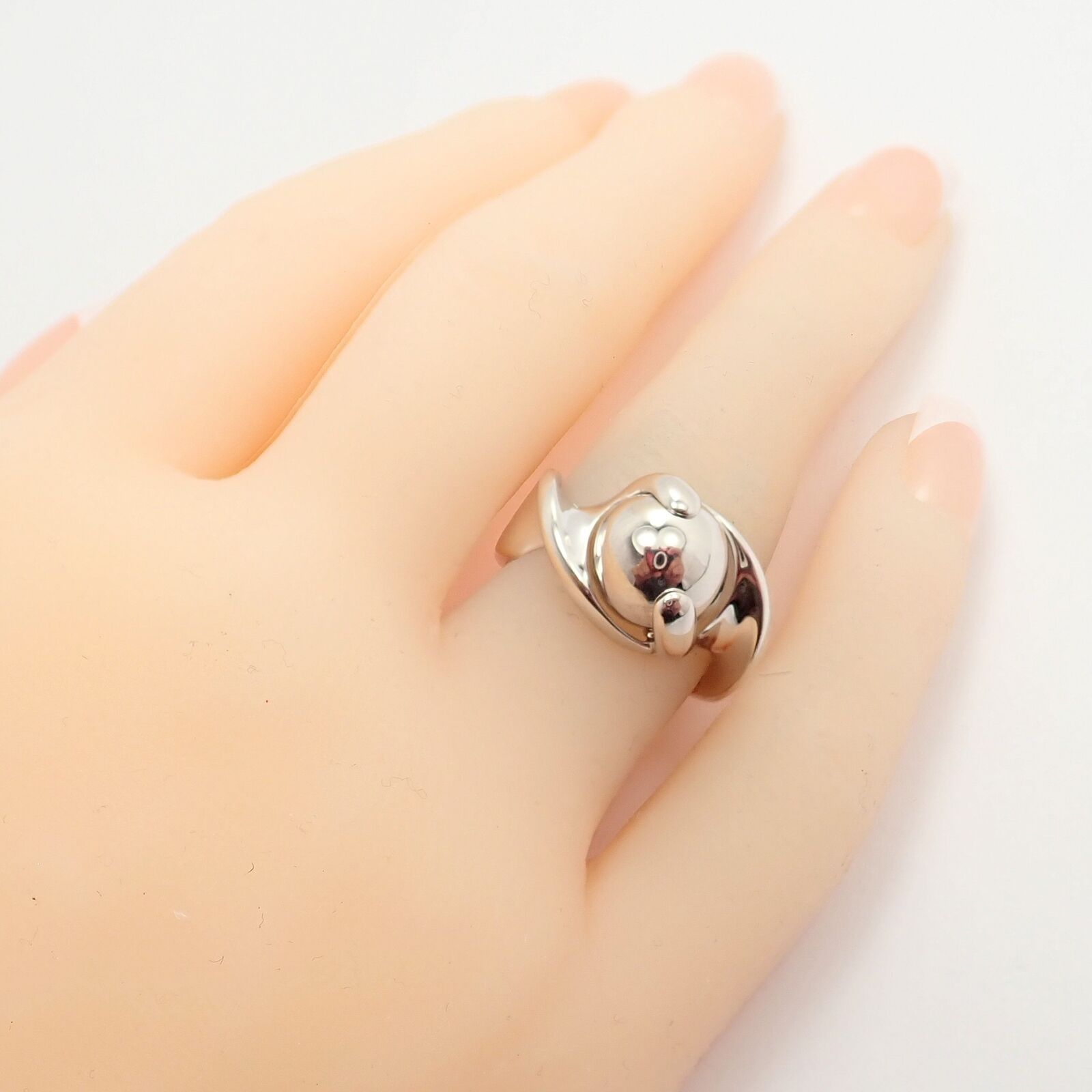 Authentic Marina B 18k White Gold Rolling Ball Globe Ring Size 7 - Perfect for Anniversary Gifts, Luxury Jewelry Collection & Special Occasions