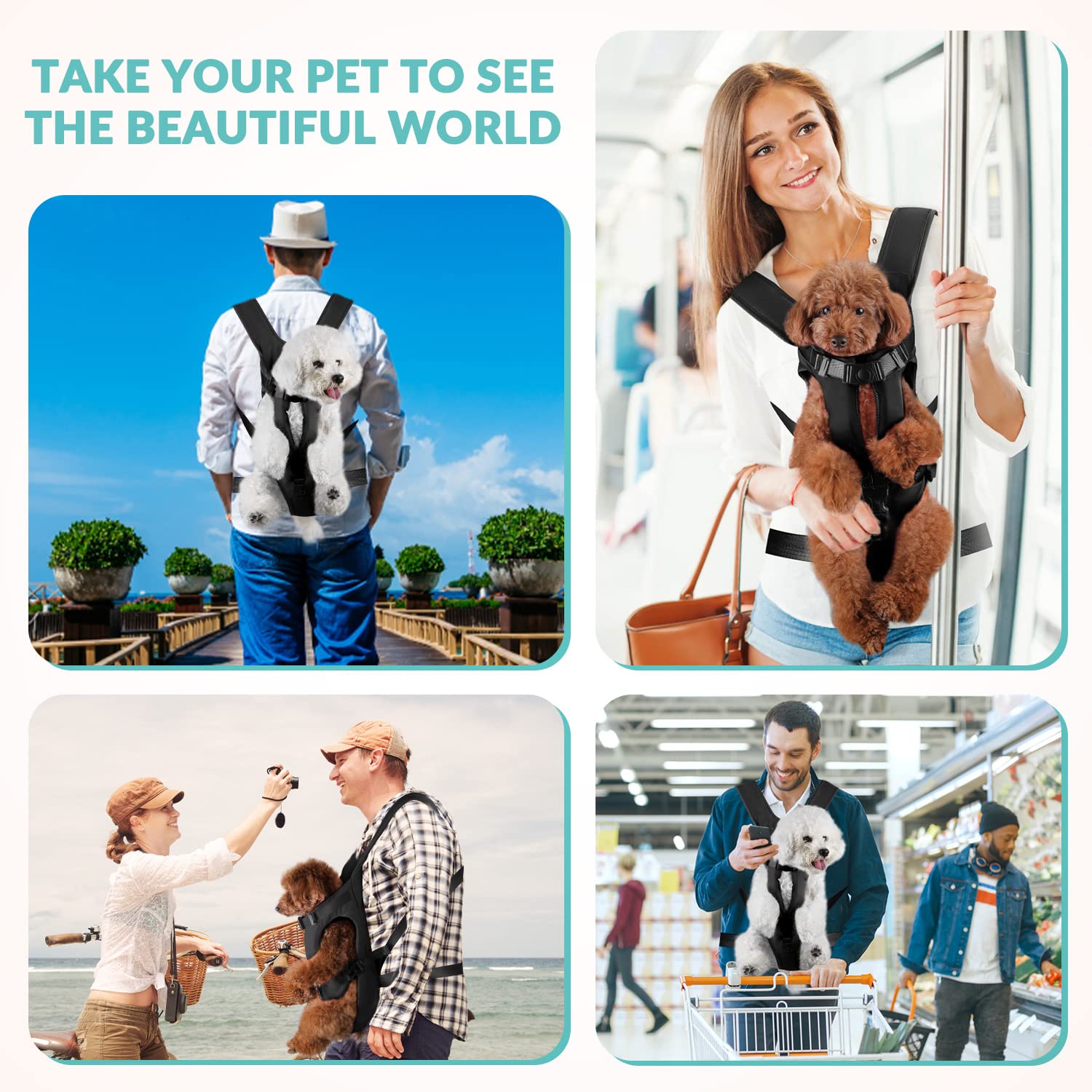 Lukovee Dog Backpack Carrier for Small & Medium Dogs - Adjustable Hands-Free Chest Carrier with Legs Out Design - Perfect for Hiking, Cycling & Outdoor Adventures (Black, Large)
